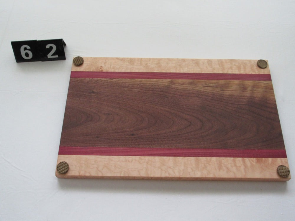 Curly Maple, Purple Heart, Black Walnut 20x12-11/16in